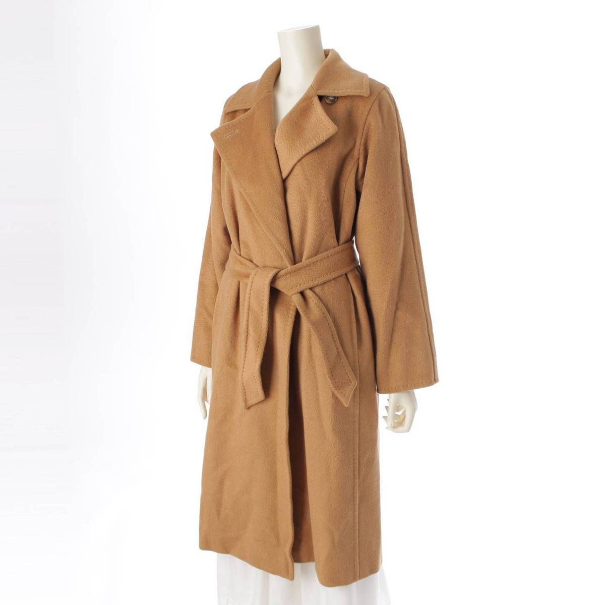 MAX MARA マニュエラコート キャメル100%ブラック ベルト付属 スレ有 MAX MARA マニュエラコート キャメル100%ブラック ベルト付属