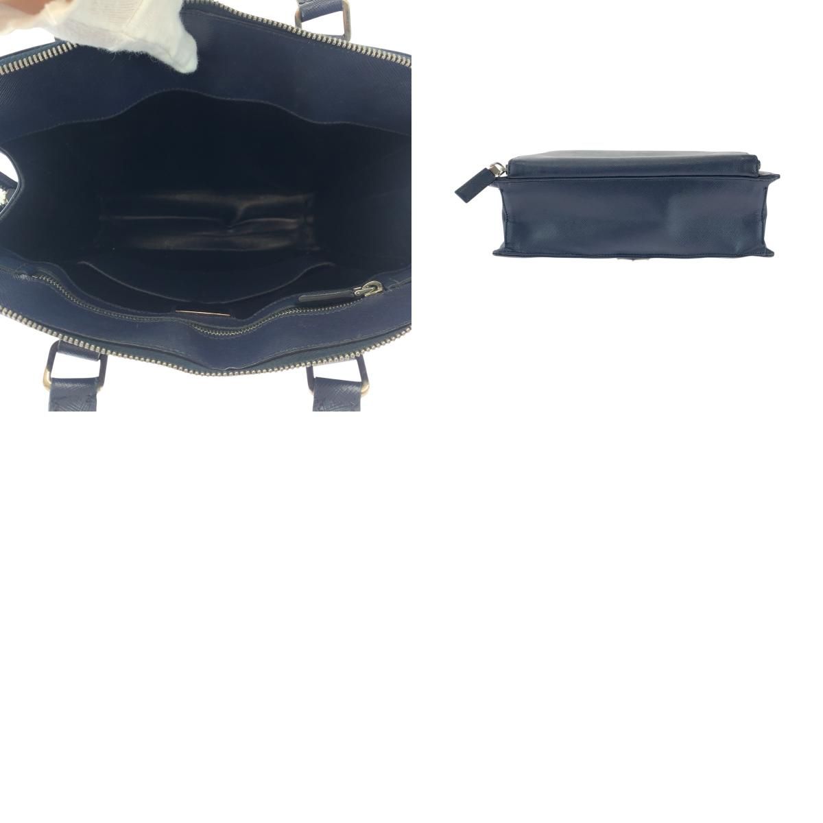 専用【PRADA】ビジネスバッグ　三角ロゴプレート　サフィアーノレザー　ネイビー 美品 プラダ 三角ロゴ ビジネスバッグ 裏地総柄 サフィアーノ