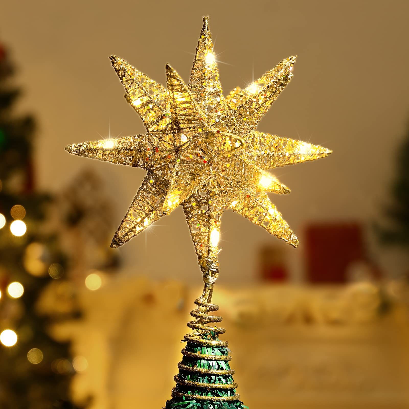 【新着商品】クリスマス飾り ツリー飾り星 トップスター 装飾 オーナメント 電池式 6時間タイマー設定可 飾り イルミネーションライト LED クリスマス/ハロウィン/バレンタインデー/記念日/
