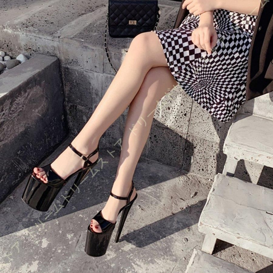 アンクルストラップ付きセパレートパンプス ヒール　キャバクラ セパレートパンプス 靴 レディース ハイヒール チャンキーヒール