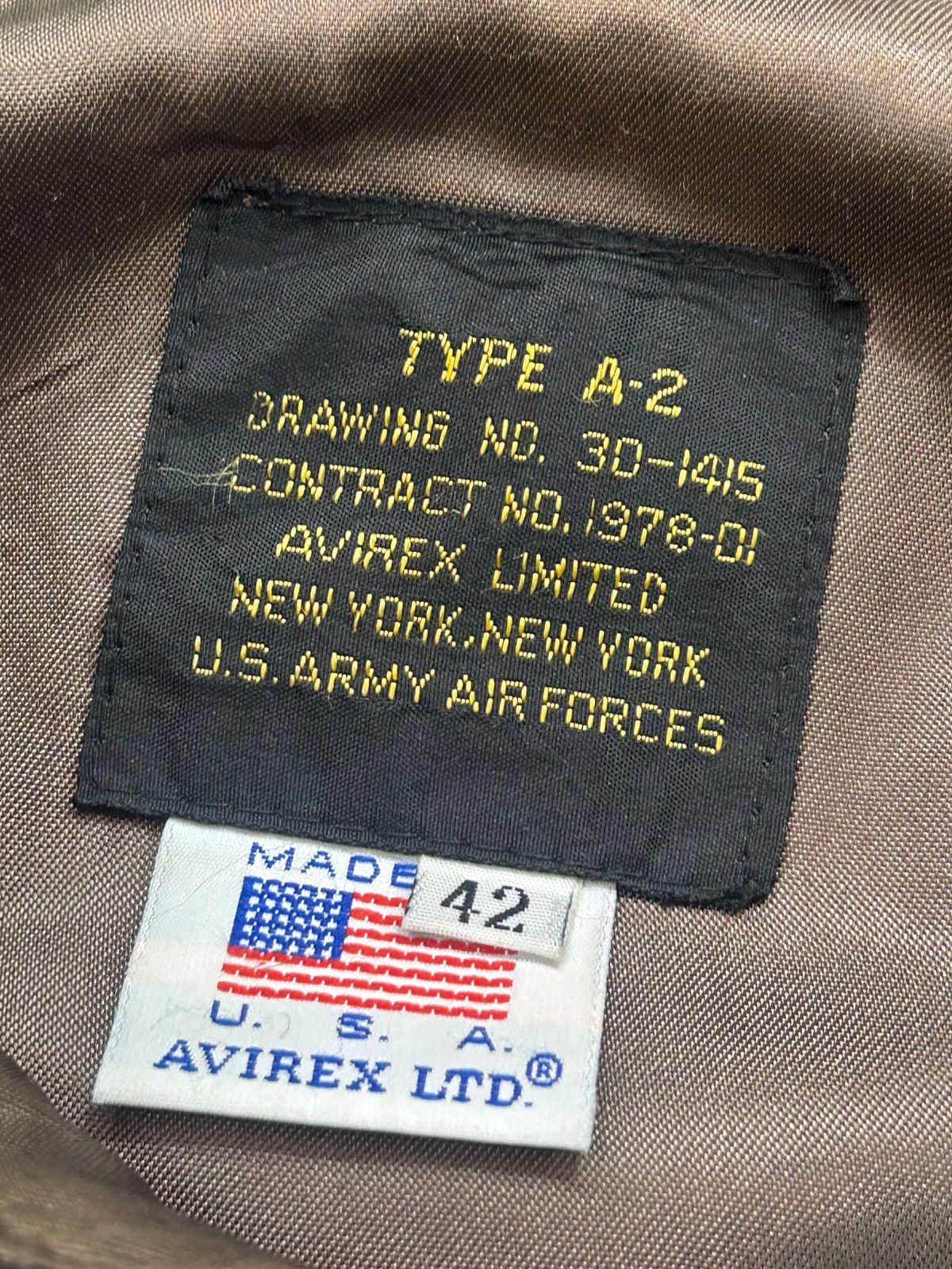 ぜひ、見逃さない。 AVIREX USA A-2 leather jacket