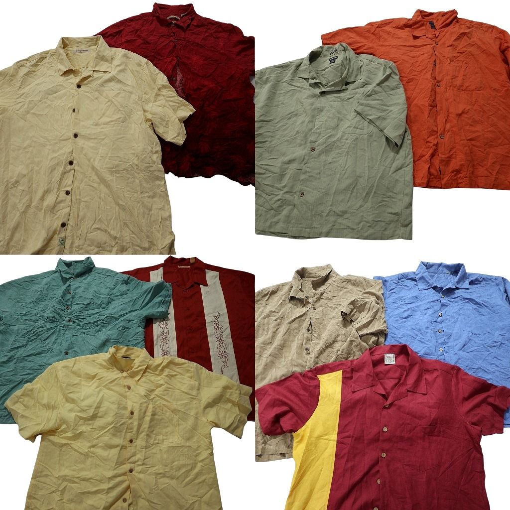古着卸 半袖シャツ 10枚セット メンズ XL |2XL ボーリングシャツ 開襟シャツ ボックスシルエット 古着 NA3095
