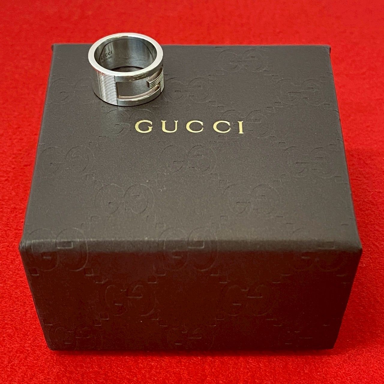 極 美品 希少品 GUCCI グッチ ブランデッド G リング シルバー