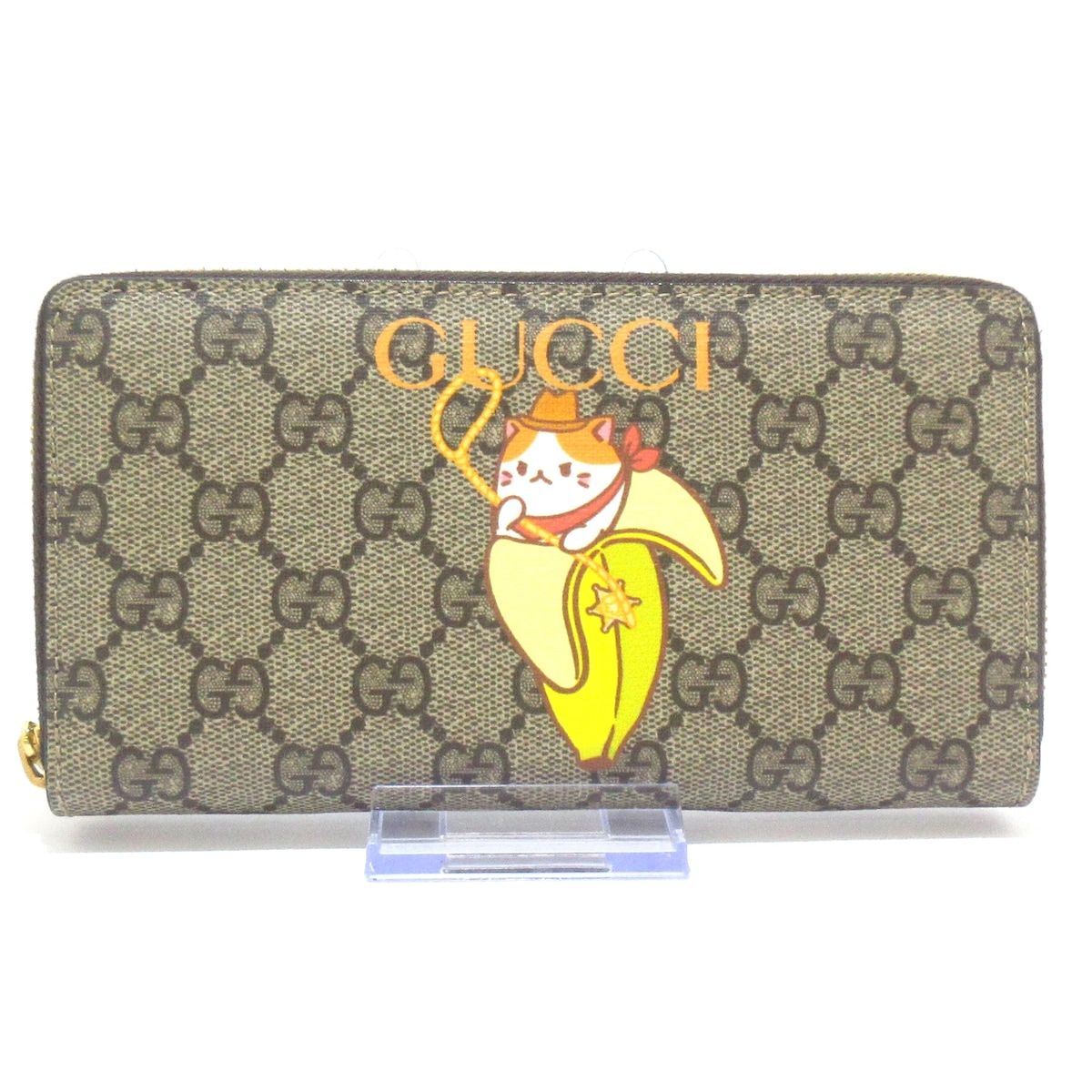 GUCCI(グッチ) GGスプリーム 長財布 ベージュ×ダークブラウン×ボルドー ...