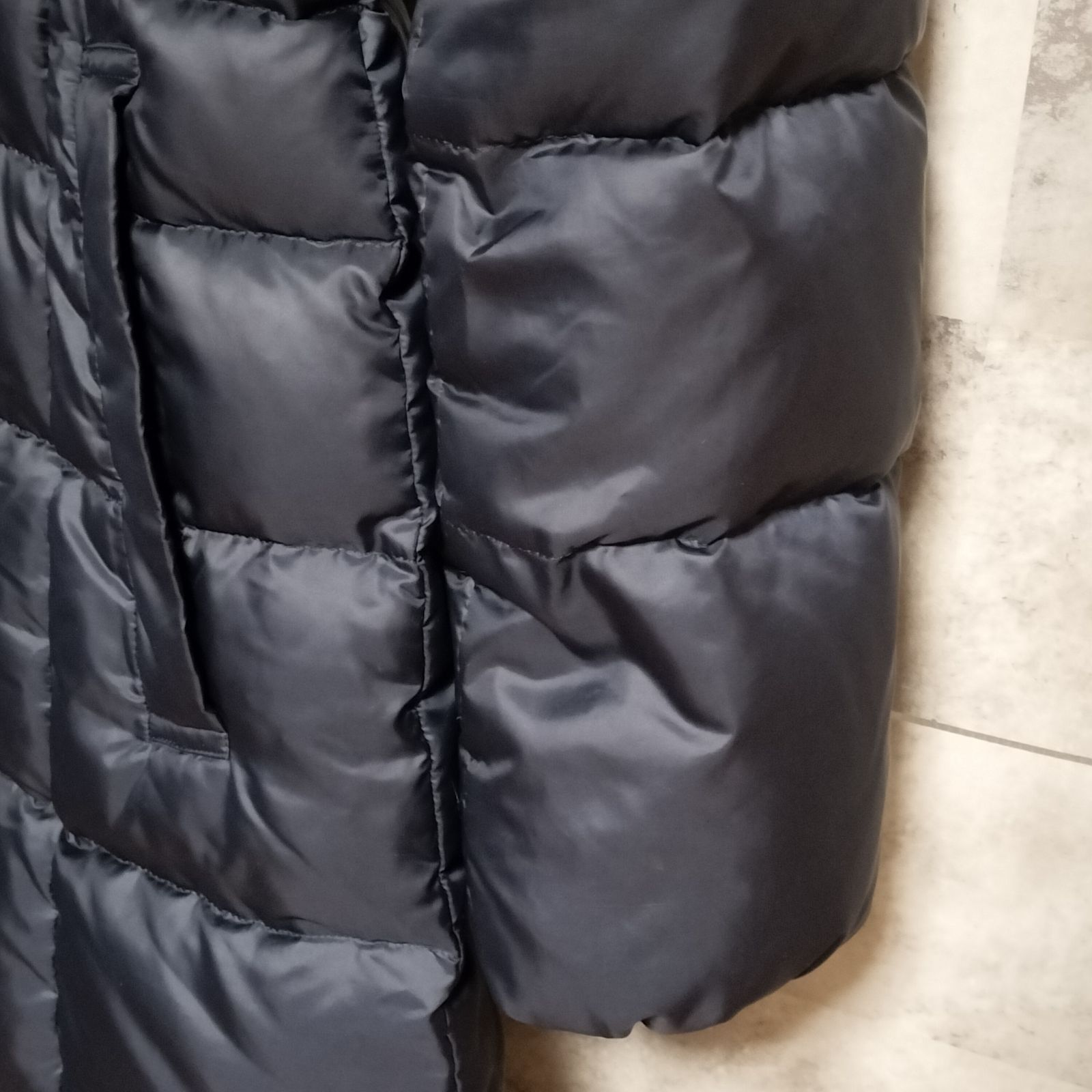 3way 洗える 23区 ロングダウンコート ラクーンファー ネイビー 38 23区 シレータフタ ロングダウンコート ネイビー ラクーンファー3way