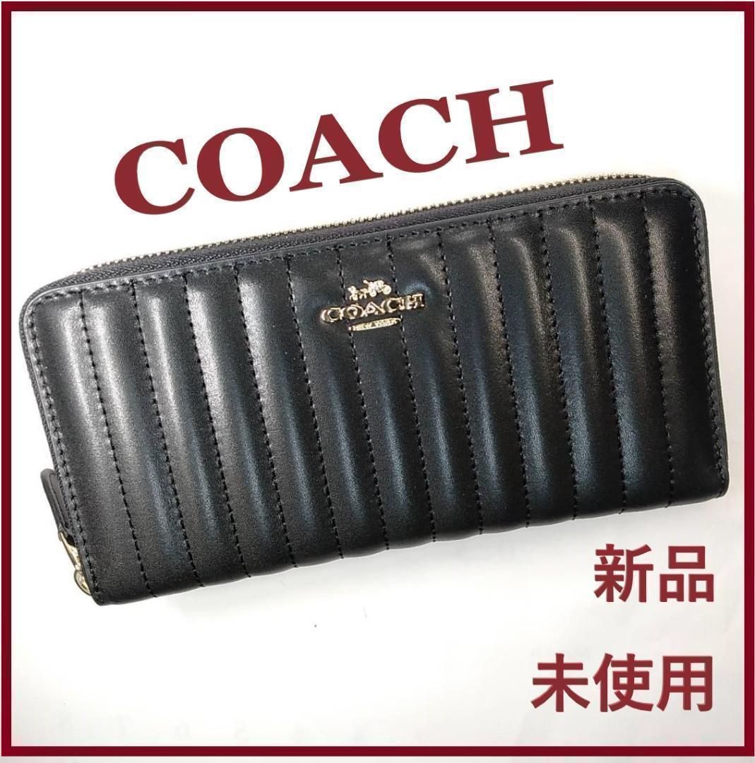 COACH コーチ 新品 ブラック 長財布 メンズ レディース 財布 黒 085 - メルカリ