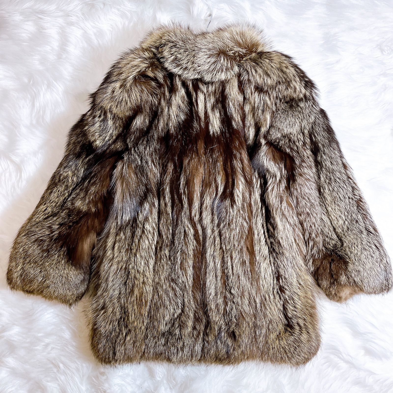 毛皮コート サガフォックス 銀タグ ミドル ボリューム 肉厚