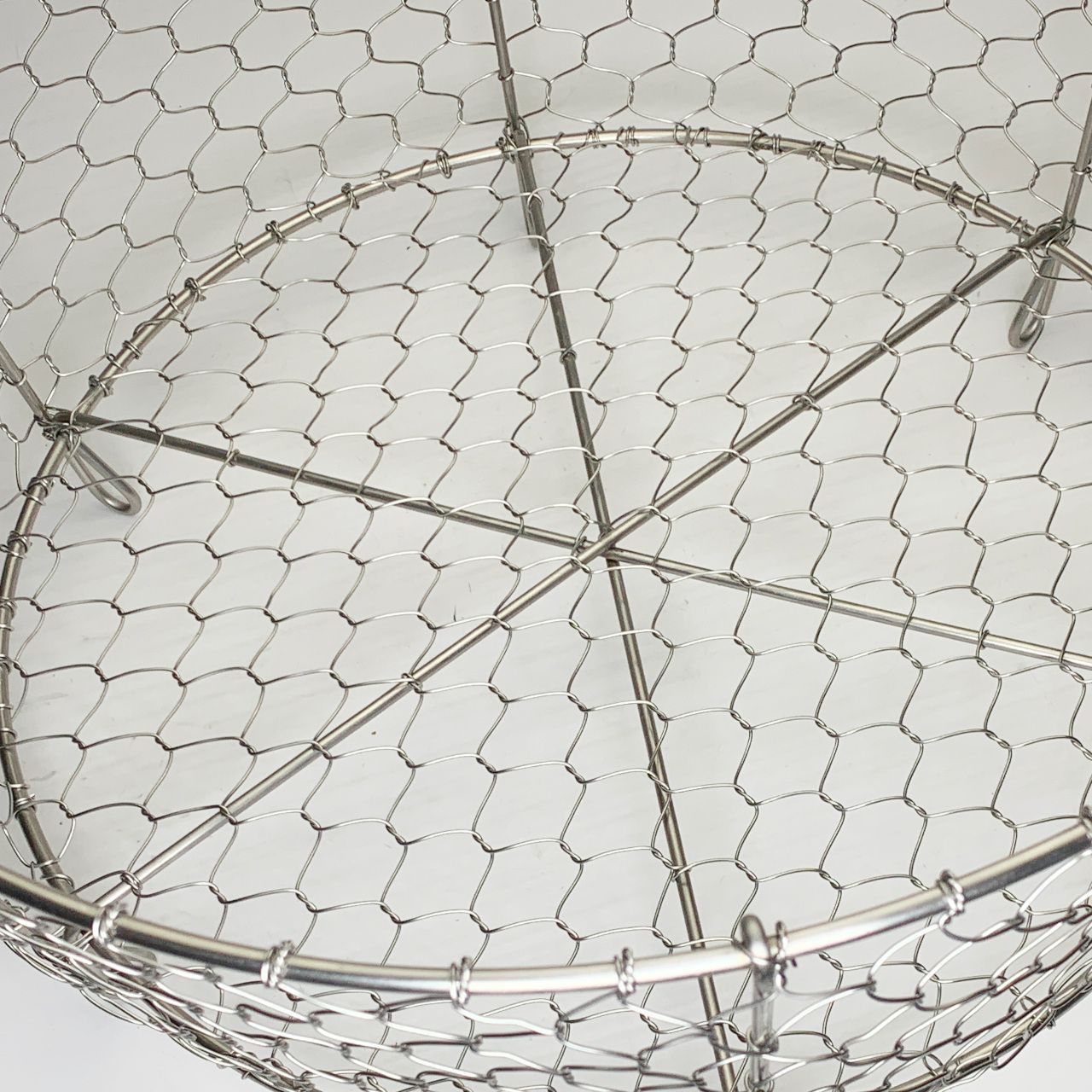 京都　鳥井金網工芸 ステンレス製 丸カゴ（直径18cm）水切りカゴ　美品 鳥井金網工芸 ステンレス製 丸カゴ（直径18cm） : 京都アンテナ