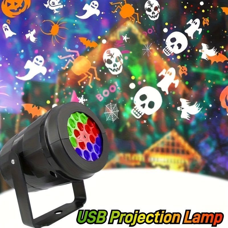 ライト ロジェクターライト ハロウィンプロジェクター 屋外 屋内 ハロウィン クリスマスデコレーション 防水 LED ライトプロジェクター ハロウィンパーティー用 ホリデープロジェクター 16種類の鮮やかなパターン 商業街のステージ照明 36V以下の電圧
