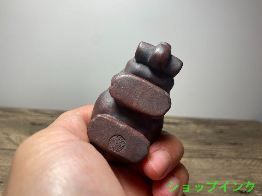 宜興 紫砂 茶道具 茶寵 茶玩 吉象 蓋置 装飾品 工芸品 置物