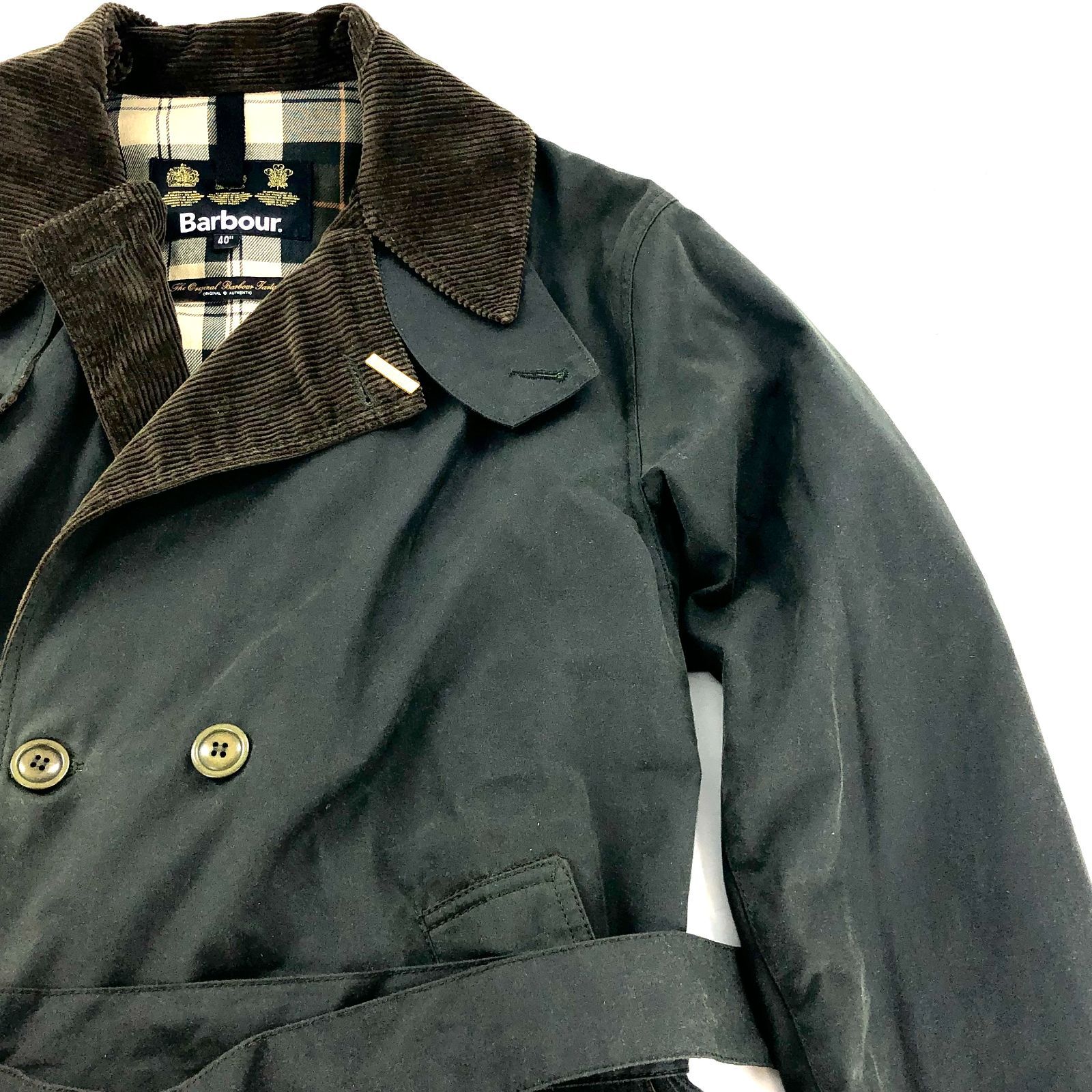 BARBOUR バブアー コート カーキ チェック柄 サイズ 40 メンズ