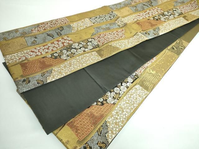 平和屋本店□極上 西陣の名門 加納幸謹 六通柄袋帯 唐織 吉祥花文 金糸  
