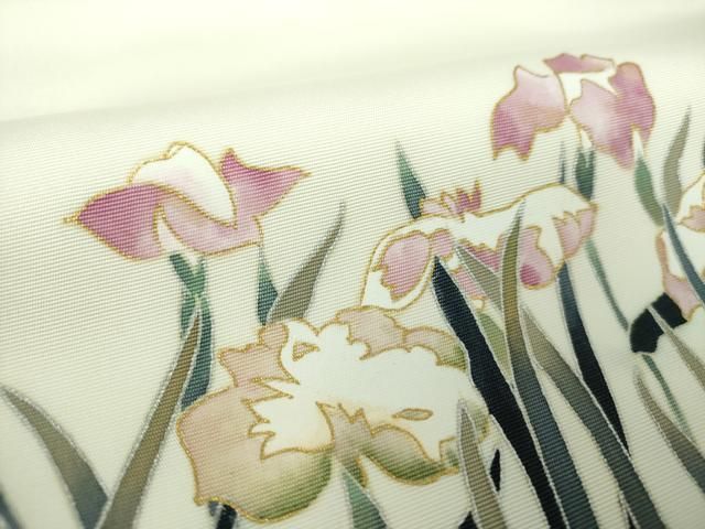 平和屋着物○塩瀬 九寸名古屋帯 杜若 金銀彩 正絹 逸品 DAAY1192ps