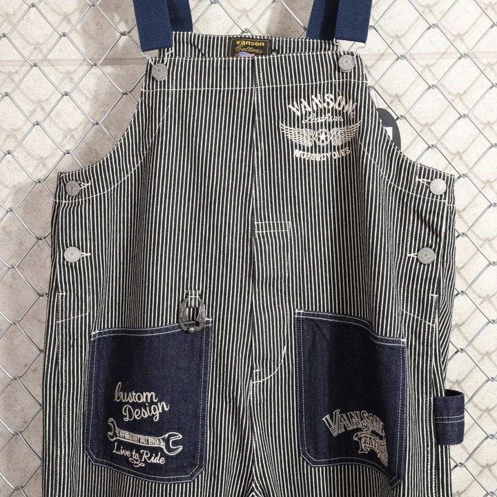VANSON バンソン オーバーオール NVAO-2501 ヒッコリー 刺繍 - メルカリ