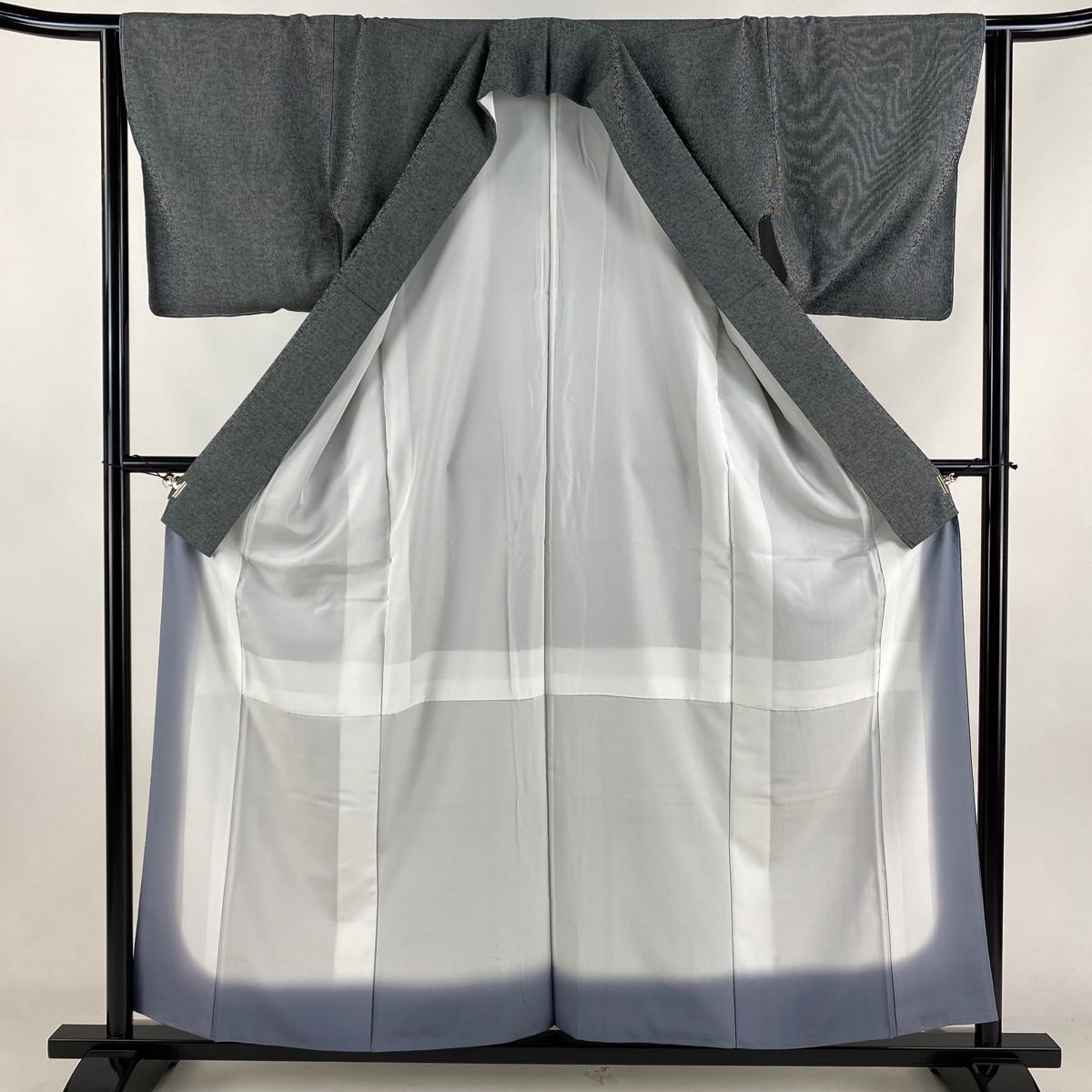 江戸小紋 身丈157cm 裄丈64cm M 袷 英 万筋 紺色 化繊 美品 秀品 一つ