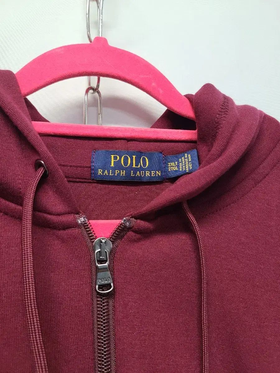 【未使用級】POLO RALPH LAUREN ジップパーカー　大きいサイズ ポロ Ralph Lauren(ラルフローレン) バーガンディー フード付き