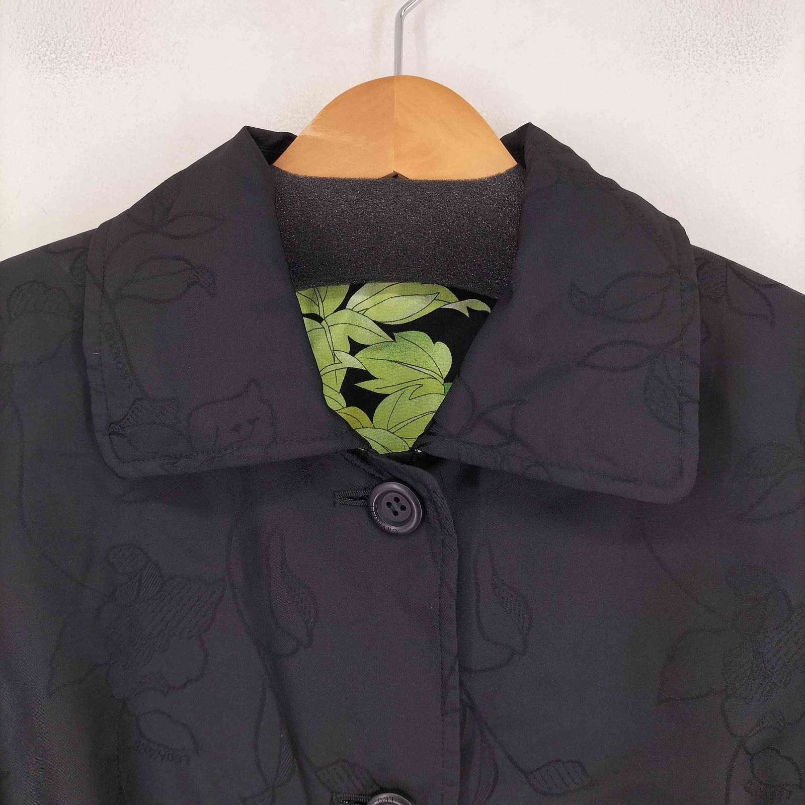 レオナール　中綿コート　ブラック　モノクロ　レディース　11R 美品 コート レディース 冬 モッズコート 黒 ブラック ボアコート 裏起毛 裏