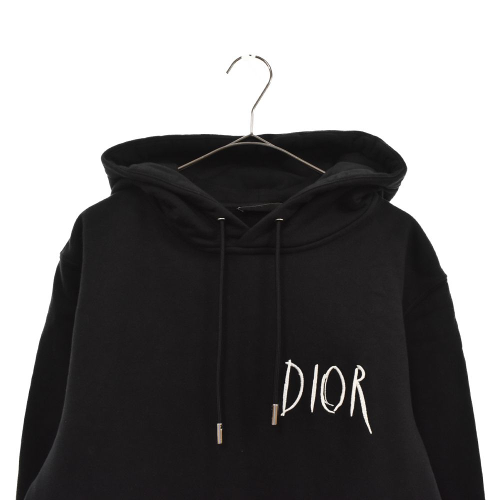 DIOR (ディオール) 19AW×Raymond Pettibon Embroidery Cotton Sweatshirt  943J600E0531レイモンドペティボン ロゴ刺繍スウェットプルオーバーパーカー ブラック