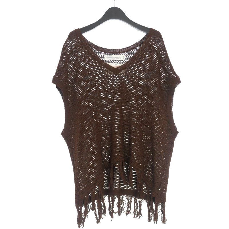 ダイリク DAIRIKU 20SS Pullover Fringe Net Knit Vest フリンジ ニットベスト ジレ F ブラウン 茶 K-2