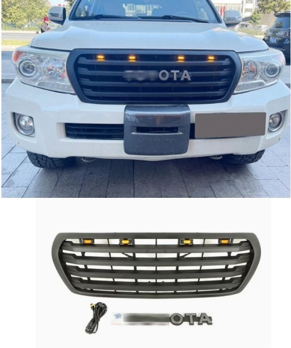 トヨタ ランドクルーザー200系 2007-2015年 前期中期 LED付き フロントグリル フロントガーニッシュ外装カスタム TOYOTAロゴ付き