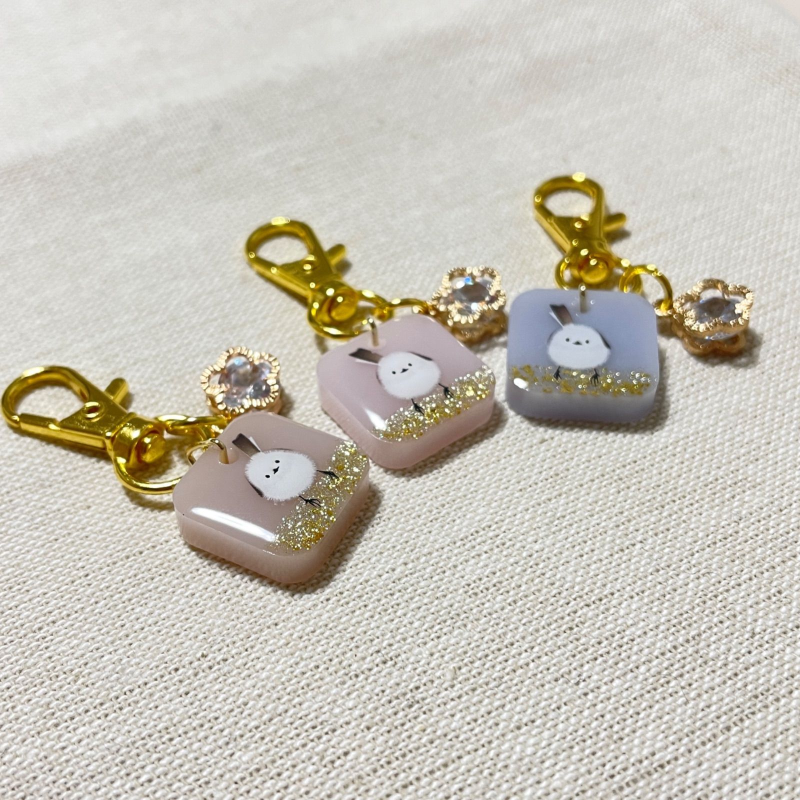 シマエナガの名入れキーホルダー＊名前＊文字入れ＊ハンドメイド