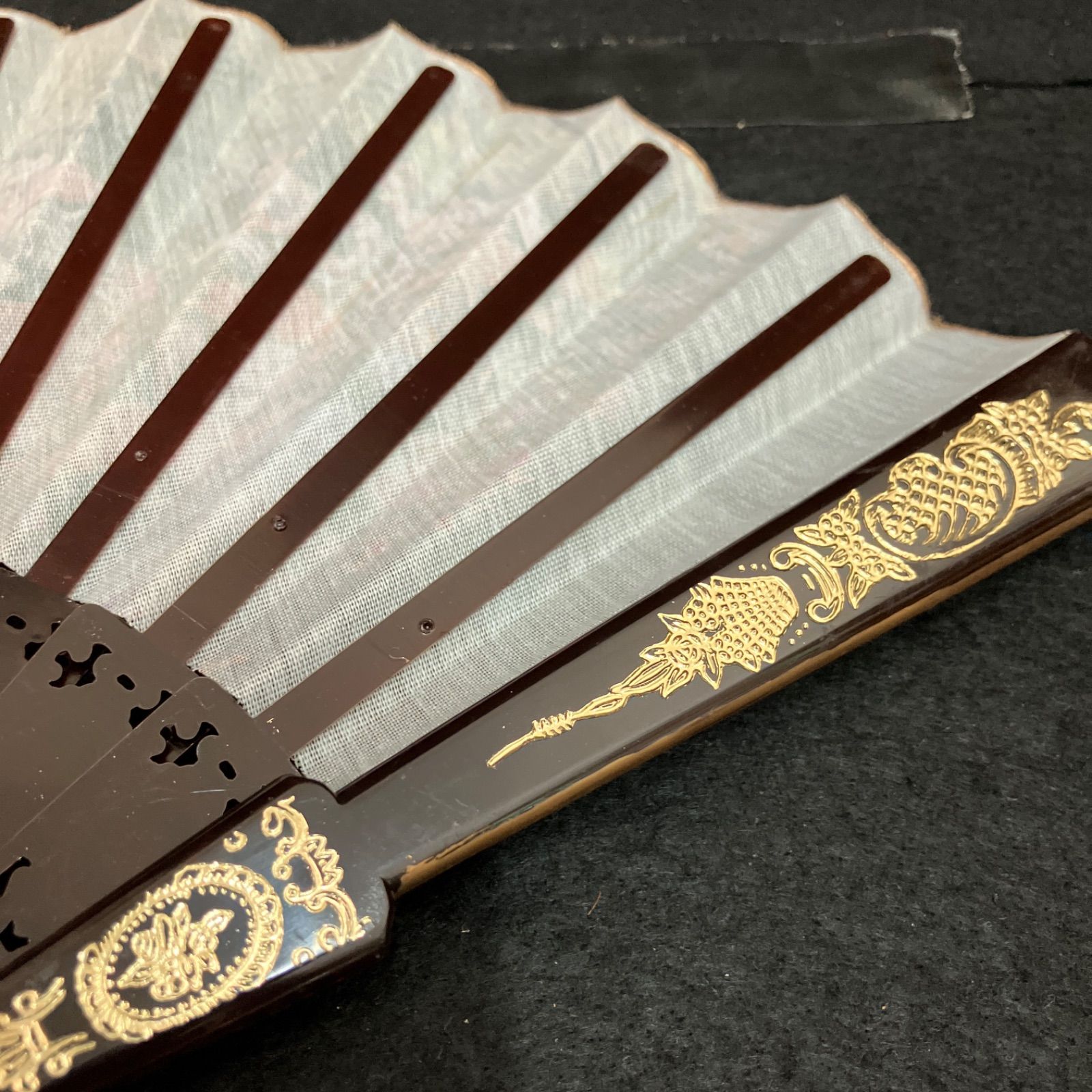 スペイン製 アンティーク風景画扇子 アンティーク 扇子 長さ約23.5cm