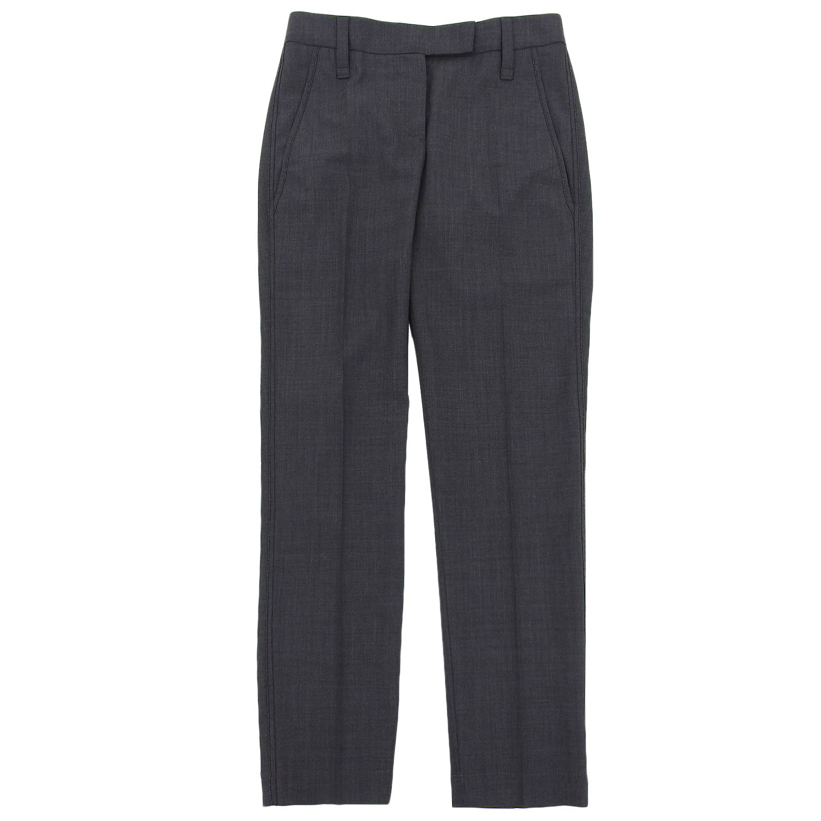 ▲Brunello Cucinelli ブルネロクチネリ バージンウール センタープレス サイドライン パンツ グレー 36 イタリア製 レディース