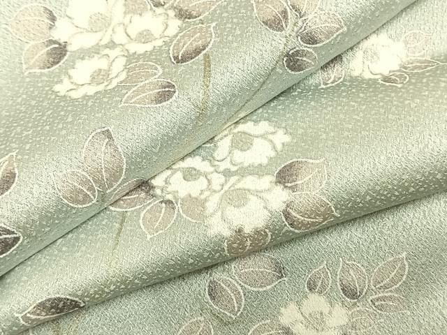 平和屋着物▽上質な小紋 単衣 草花文 正絹 AABC3772fy