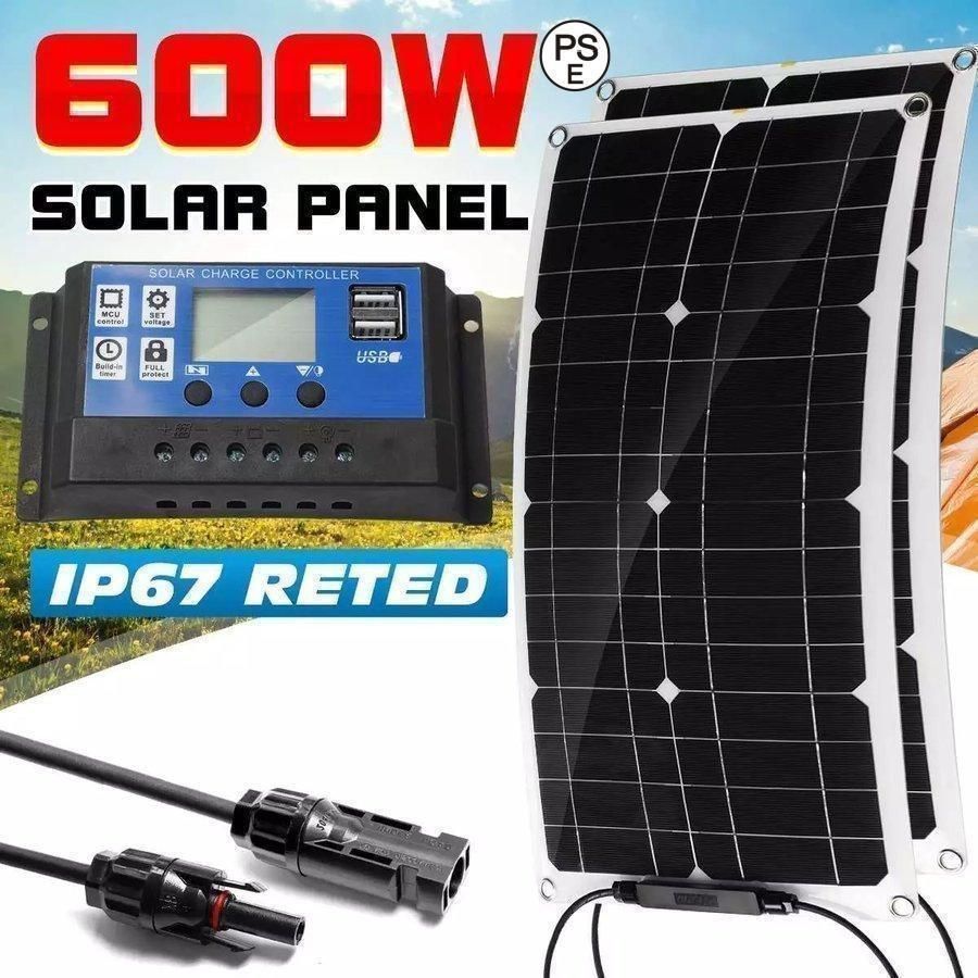 フレキシブル ソーラーパネル 600W|300W 12V USB充電器 電話 rv 車 mp3用 防水 バッテリー