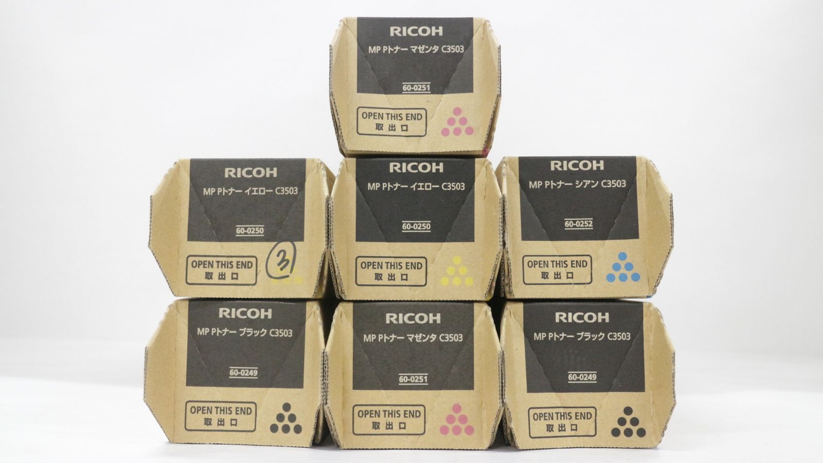 RICOH 純正 トナー C3503 4色7本 シアン マゼンタ イエロー ブラック リコー IT46QDTMERCC-D-F12-byebye