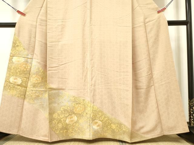 平和屋着物▽豪華色留袖 駒刺繍 花唐草文 金糸 正絹 逸品 DAAR0148yyy