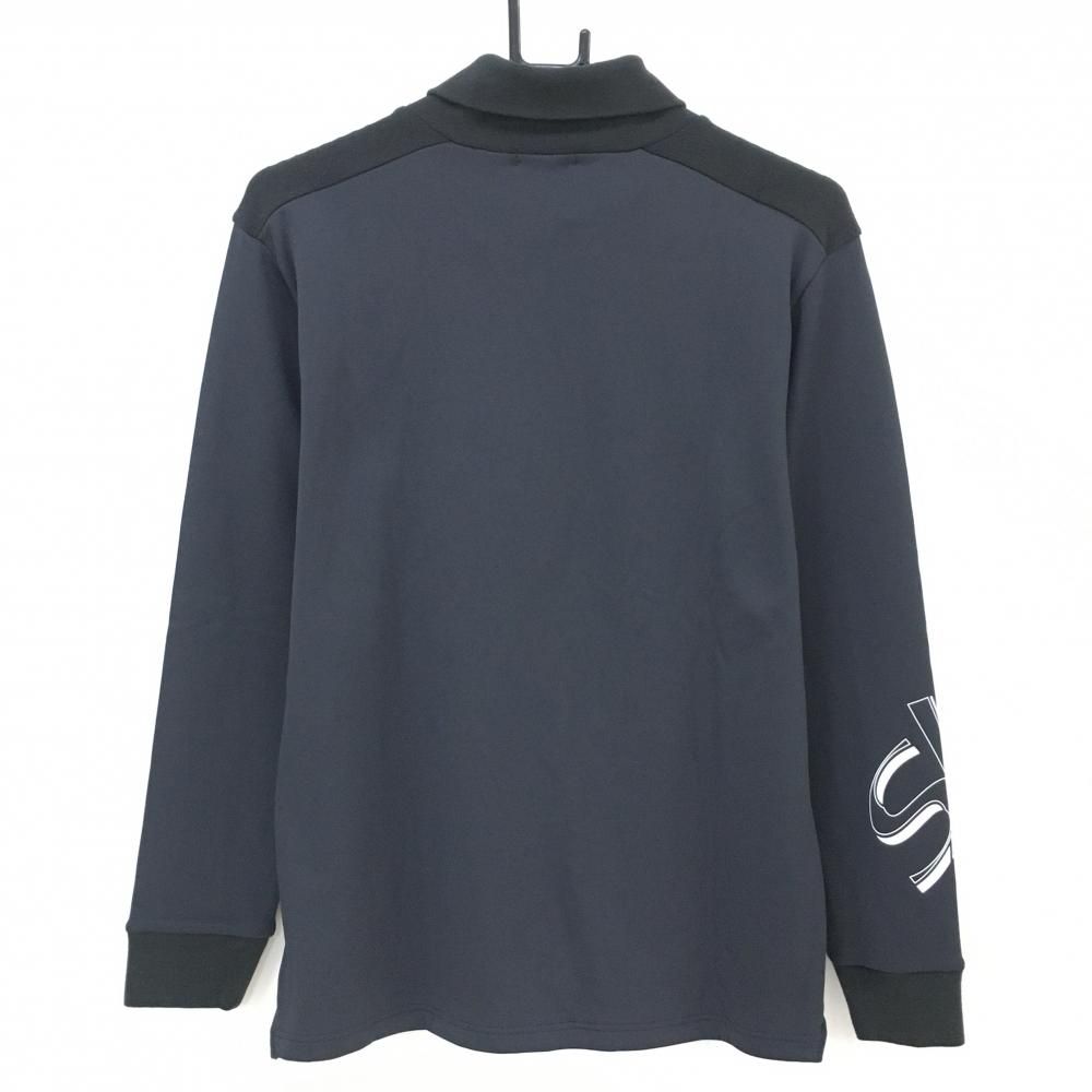 SY32 長袖ハイネックシャツ 黒×白 ネック一部フリース 裏起毛 メンズ M ゴルフウェア モデル SY32 BY SWEET YEARS