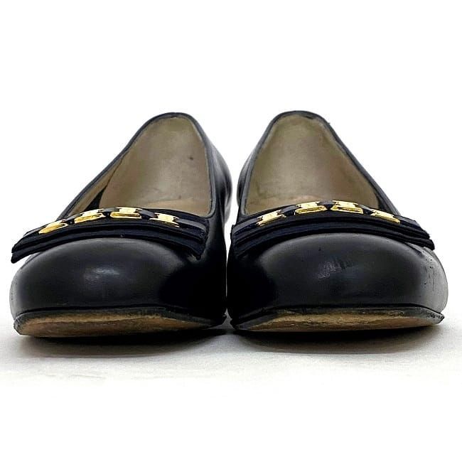 激安通販サイト) ネイビー×ゴールド フェラガモ パンプス - 靴