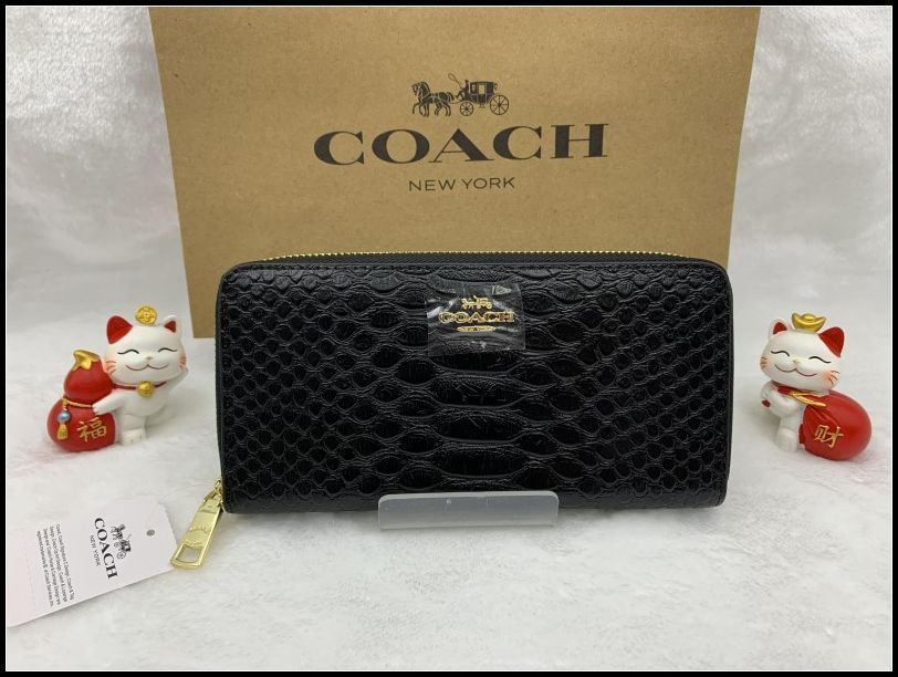 COACH 長財布 コーチ 財布 スネーク エンボス メンズ ブラック黒 プレゼント 贈り物 ギフト ラウンドファスナーロング ジップ 誕生日 記念日 新品 未使用 ファッション F53695 A180Z-X1