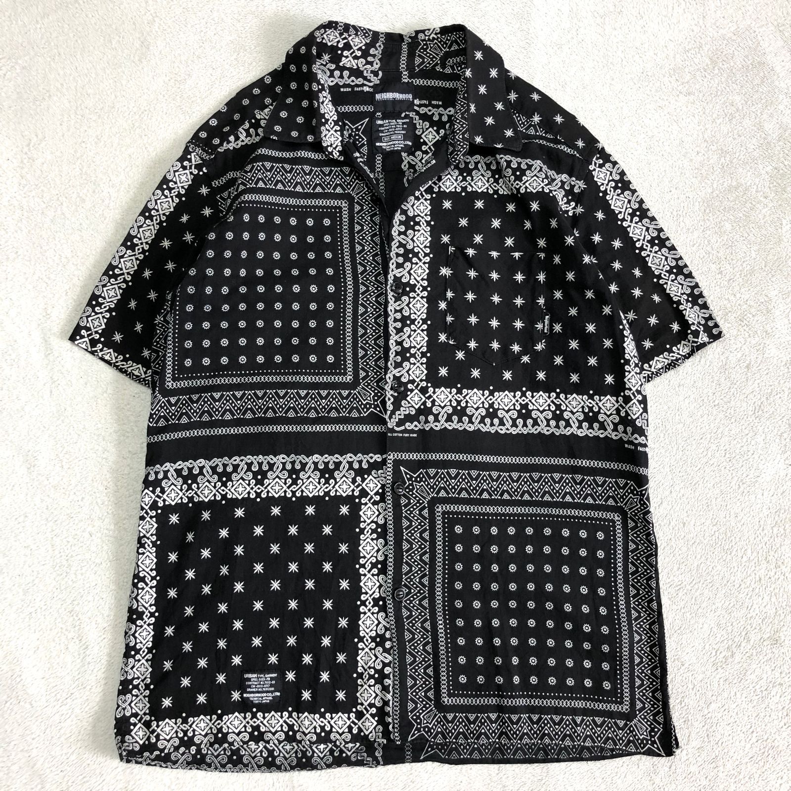 NEIGHBORHOOD バンダナ　シャツ　長袖　sサイズ NEIGHBORHOOD BANDANA PATTERN PLAIN SHIRT ショートスリーブ