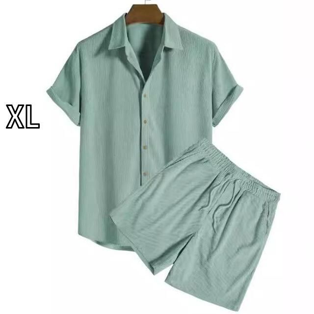 [XL]秋冬 コーデ メンズ  服 シンプル ファッション オシャレ 大人 かっこいい 大きいサイズ ストリート 紳士服  カジュアル 無地 ビーチ スーツ コーデュロイ 半袖 パンツ スーツ