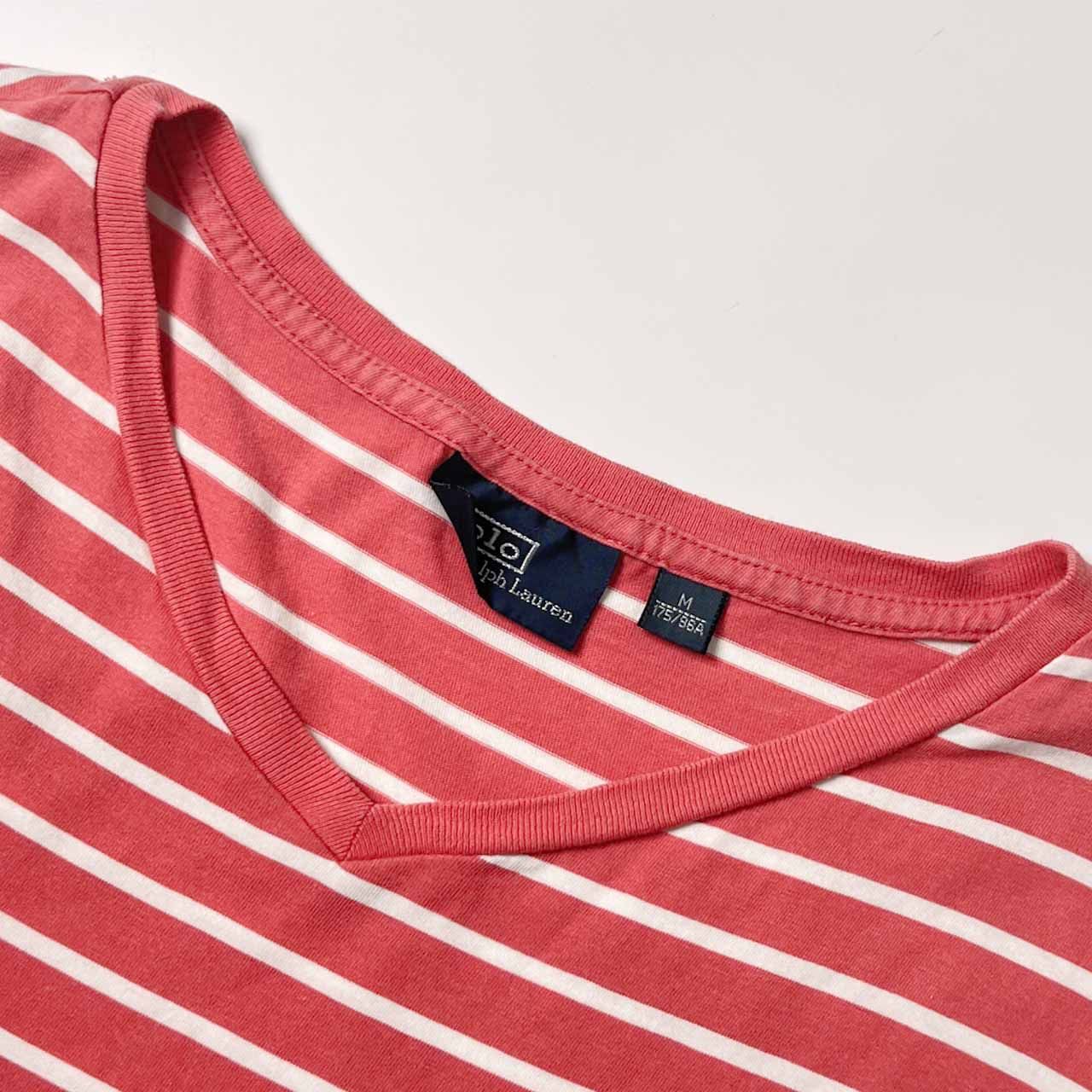 00s Polo Ralph Lauren ポロラルフローレン ボーダー Vネック 半袖 T 