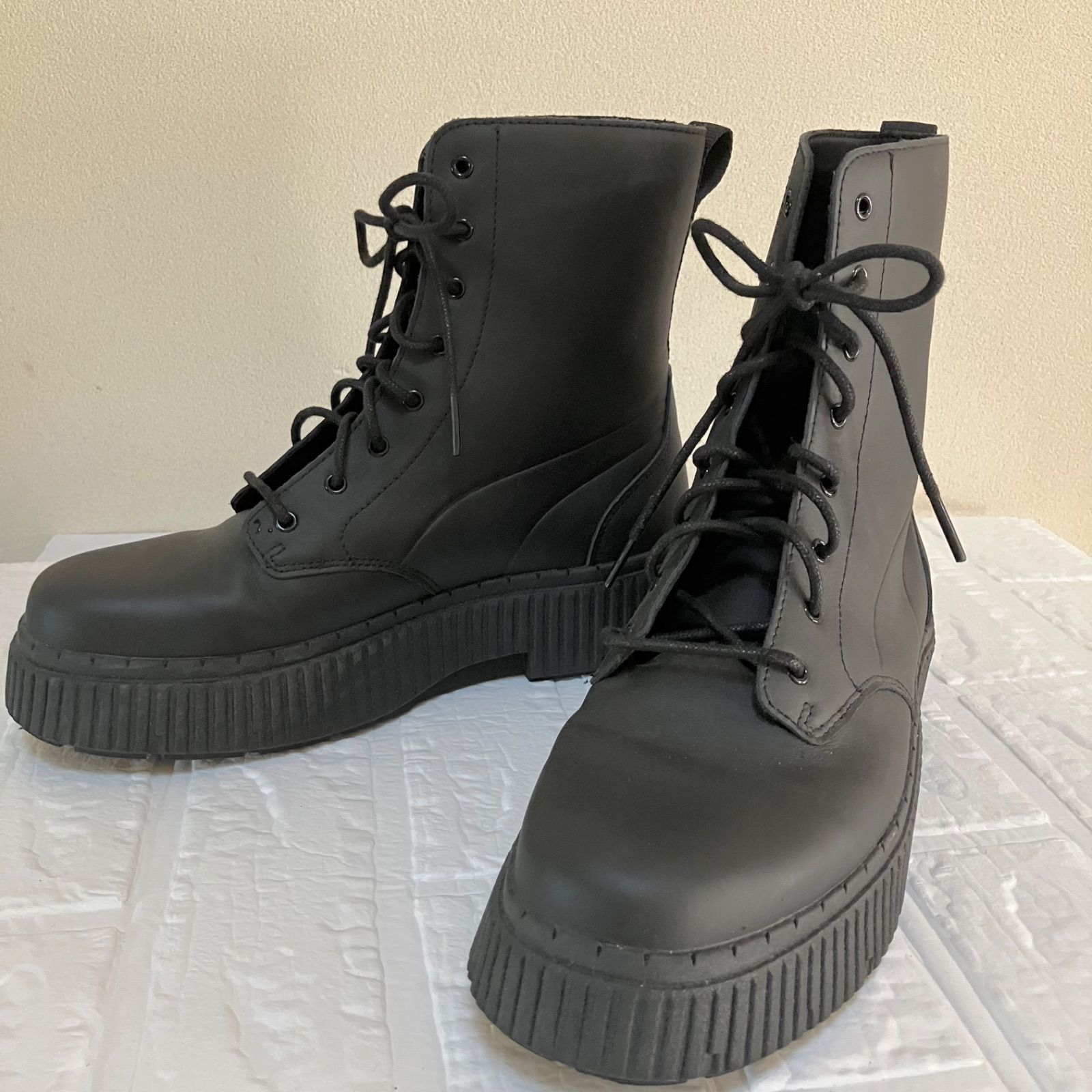 PUMA プーマDINARA BOOT 厚底 レースアップ コンバットブーツ 26cm ブラック 黒 ミドル丈 ストリート モード カジュアル 靴 厚底 スニーカーブーツ Y2K 韓国