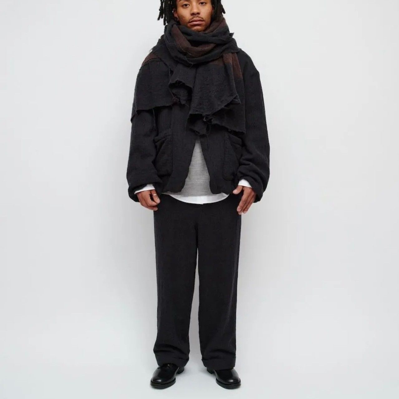 DIGAWEL ディガウェル　ウールパンツ　サイズ3 黒xグレー DIGAWEL ディガウェル ウールパンツ サイズ3 黒xグレー DIGAWEL