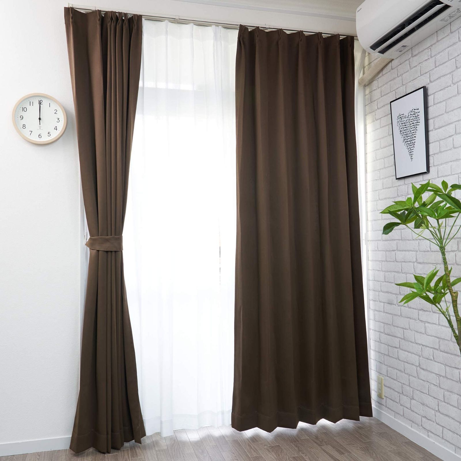 ブラウン_幅100x丈190 2枚組 curtain-fabfun カーテン 1級 遮光 190cm丈 2枚組 断熱 保温 節電対策 洗える 省エネ 形状記憶 2枚セット [幅100x丈190 2枚組 ブラウン ME612]