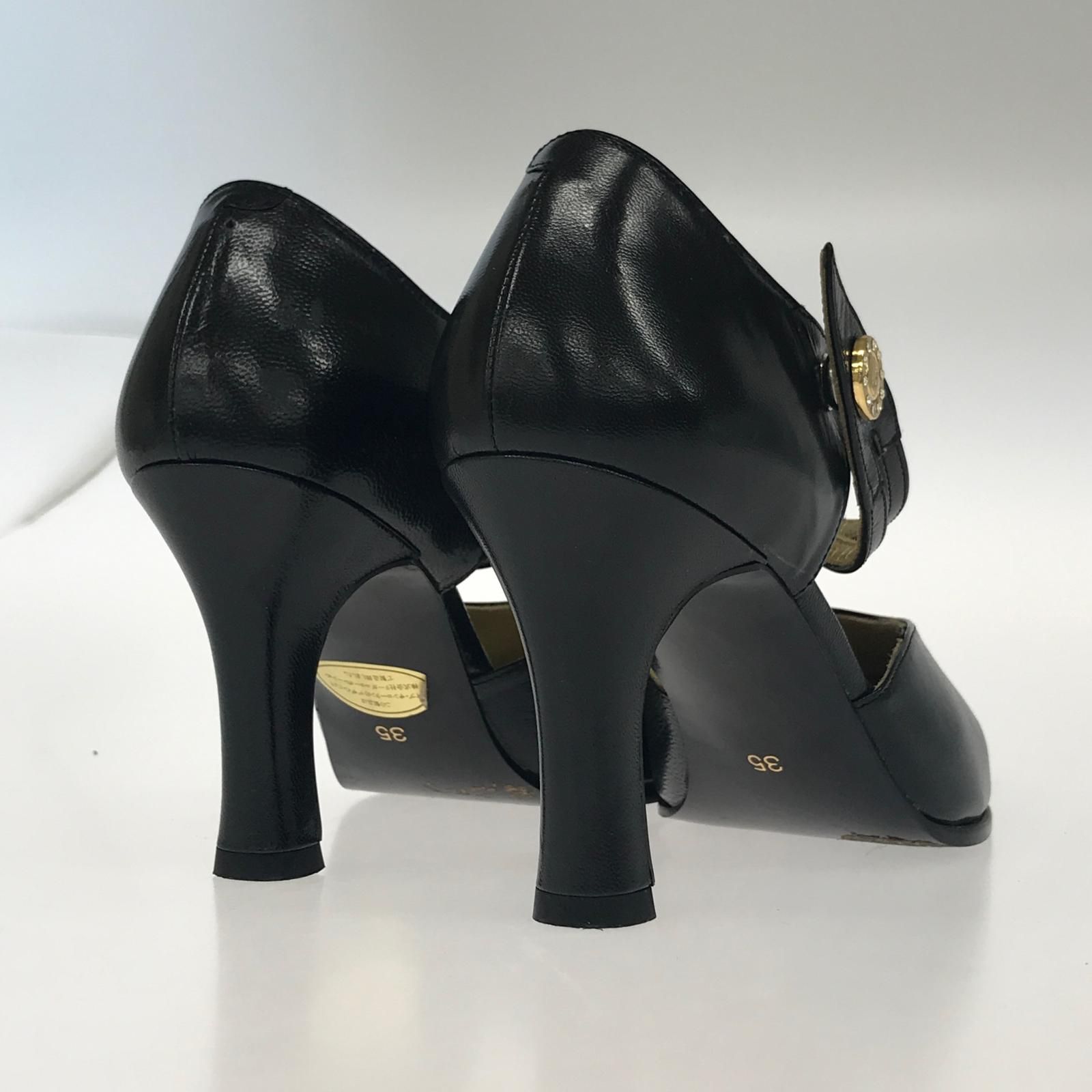 Yves Saint Laurent ブラックパンプス 35 YVES SAINT LAURENT イヴ・サンローラン ストラップパンプス
