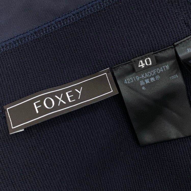 FOXEY フォクシー レターF ニットドレス ウール ネイビー 40 42319  