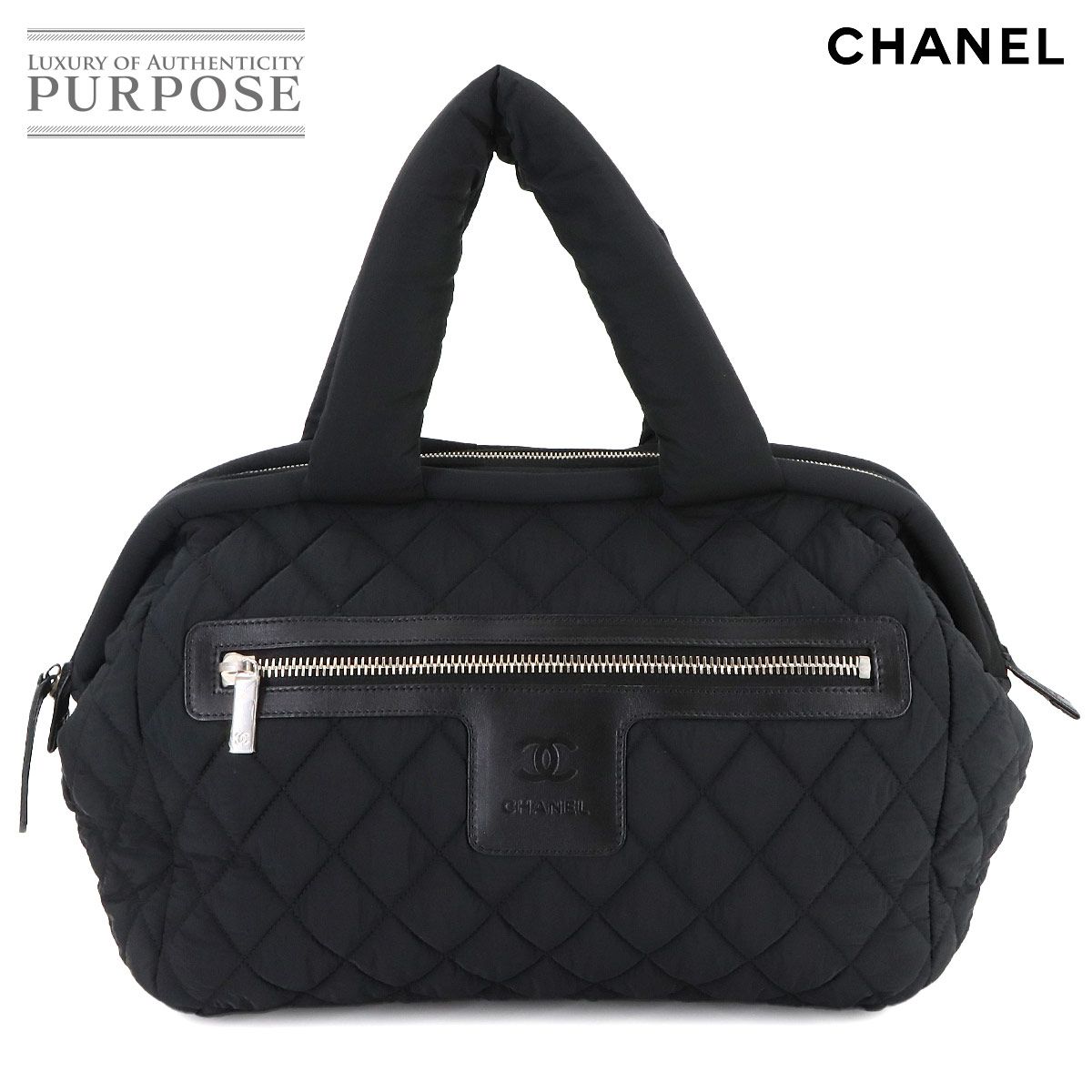 シャネル CHANEL コココクーン ボストン バッグ ナイロン レザー ブラック A47205 Coco Cocoon Boston 90295327