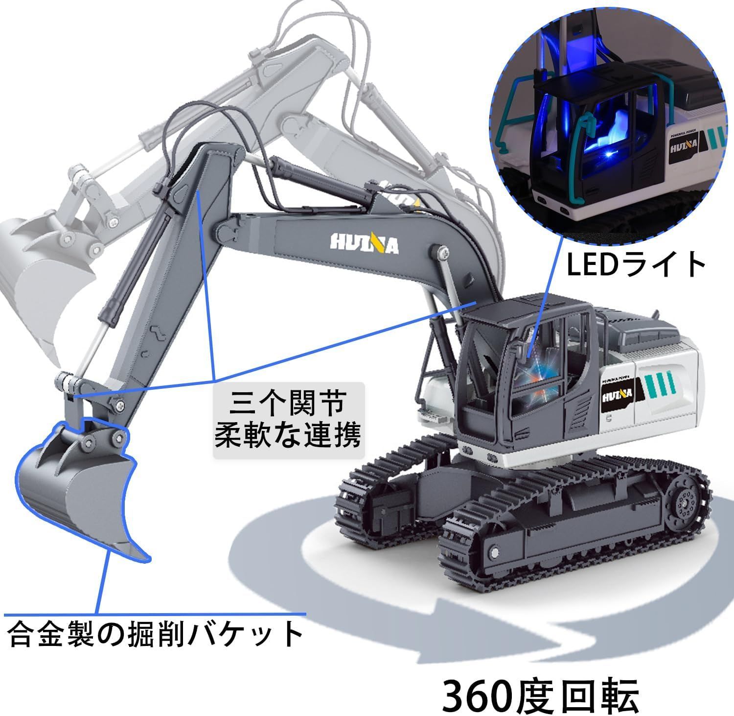 HUINA ショベルカーラジコンダンプセット 重機ラジコンセット パワーショベルカーラジコン ダンプカー