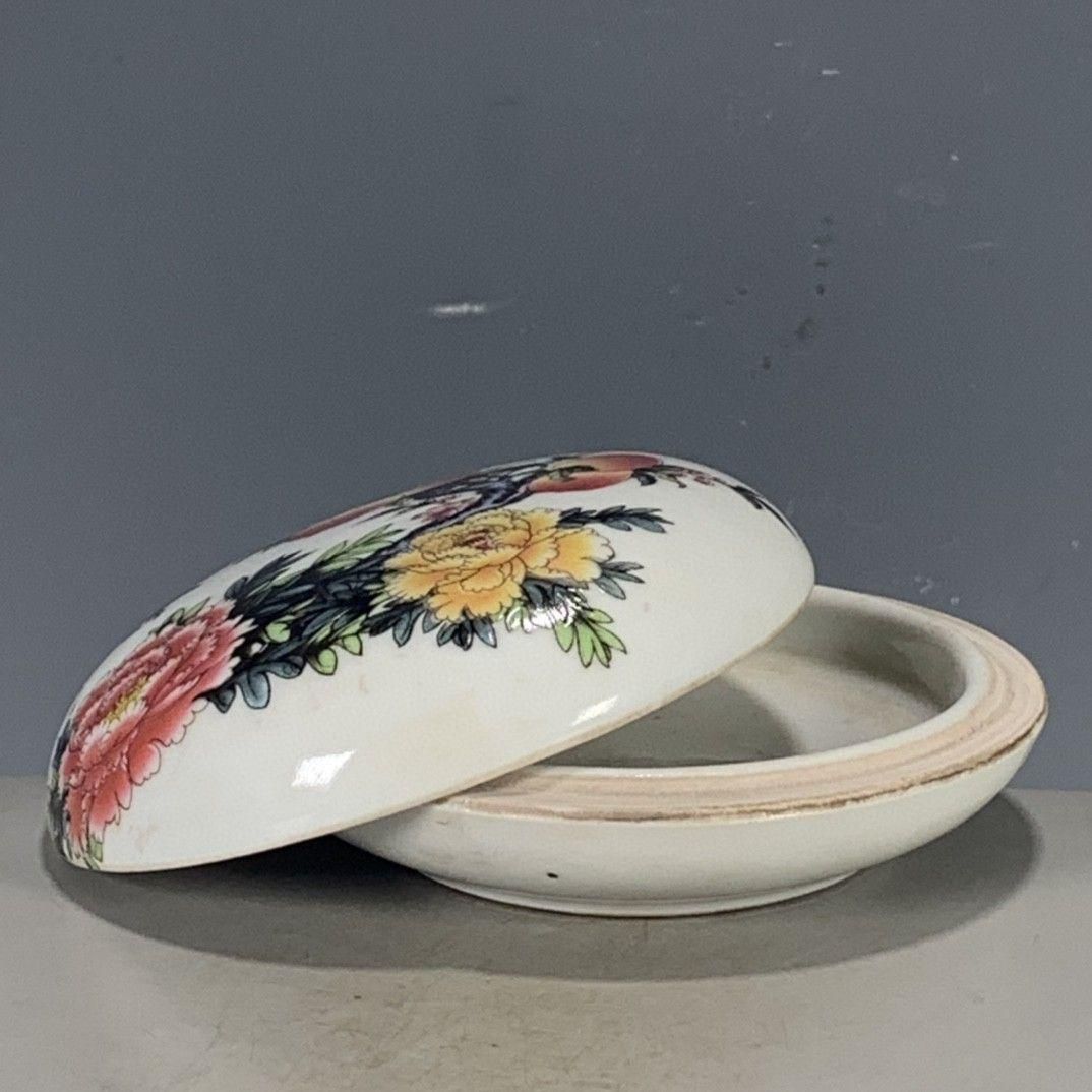パステル寿桃筆箱 書道具 文房具 装飾品现代工芸品 美術品 置物 パステル寿桃花卉印泥盒 書籍道具 文房具 現代工芸品 美術品