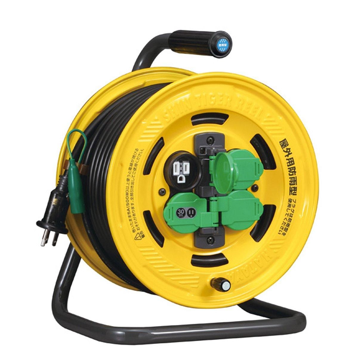 【新品・2営業日で発送】ハタヤ(HATAYA) ハタヤ シンタイガーレインボーリール 屋外用防雨型 漏電遮断器付BA30K 6012
