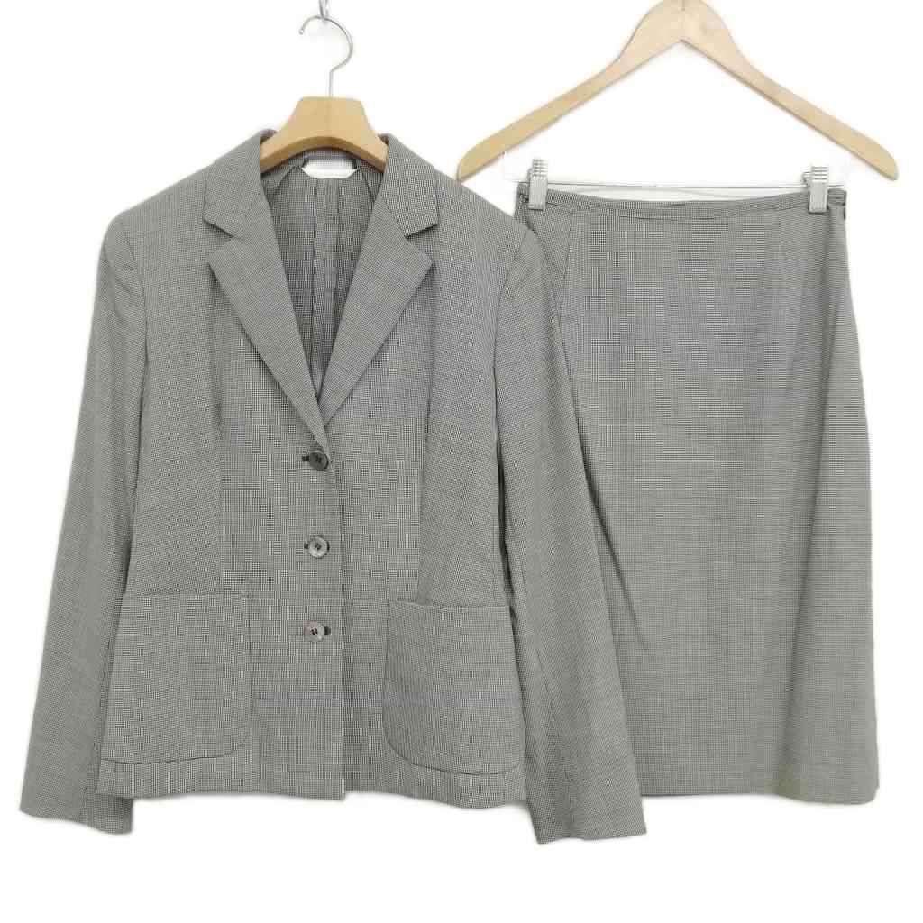 マックスマーラ MAX MARA 白タグ フォーマル スカート スーツ セットアップ ジャケット 千鳥格子 38 グレー系