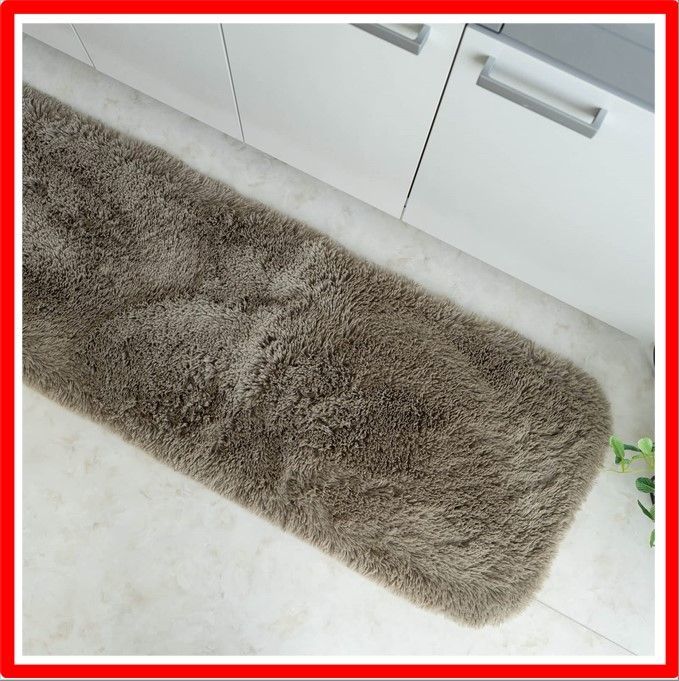 【送料無料 】 12) 45×180 cm［ロングマット］_03) グレージュ サヤンサヤン 洗える シャギー キッチンマット エクセレントムーティーⅡ 45x