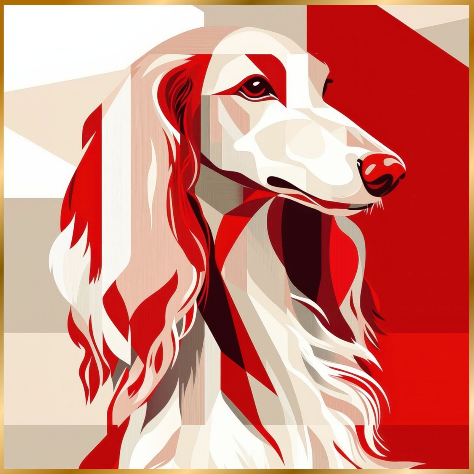 Red Passion - アフガンハウンド犬 No.3 ミニマリスト ミニマリズム シンプル インテリアアート ペットロス うちの子 記念日 アートポスター 犬の絵 犬のイラスト ギフト プレゼント