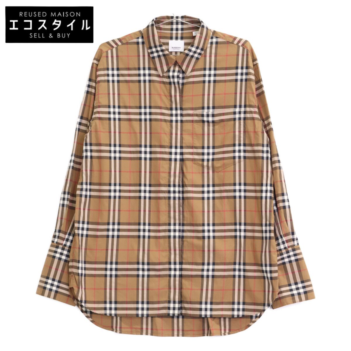 BURBERRY LONDON バーバリーロンドン 8084310 ﾌﾞﾗｳﾝ ﾃｨｯｼ期 ﾒｶﾞﾁｪｯｸ ｶｯﾀｰｼｬﾂ 42